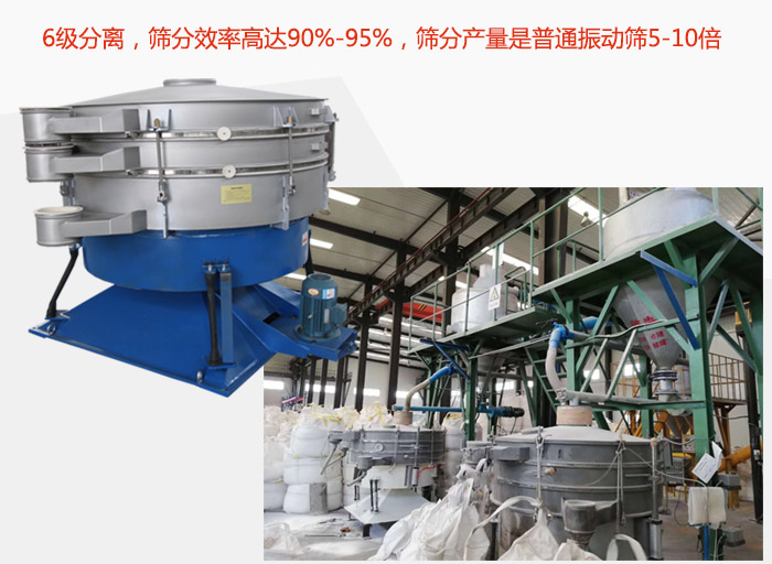 搖擺篩采用6級分離，篩分效率高達90%-95%，篩分產量是普通振動篩5-10倍