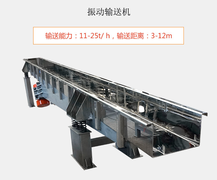 振動輸送機：輸送能力：11-25t/ h，輸送距離：3-12m