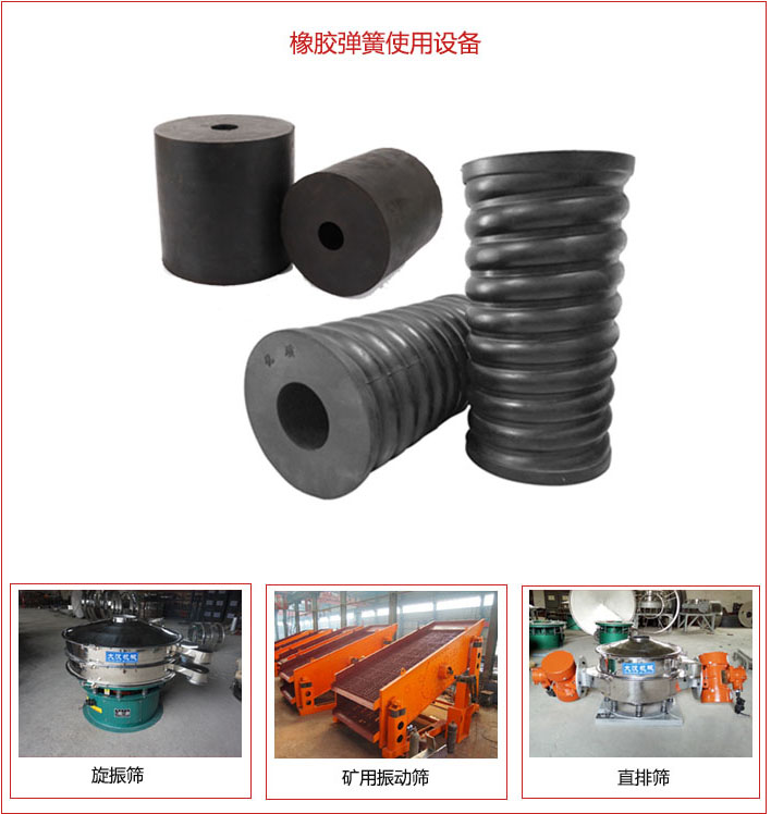橡膠彈簧適用設備：旋振篩，礦用振動篩，直排篩等