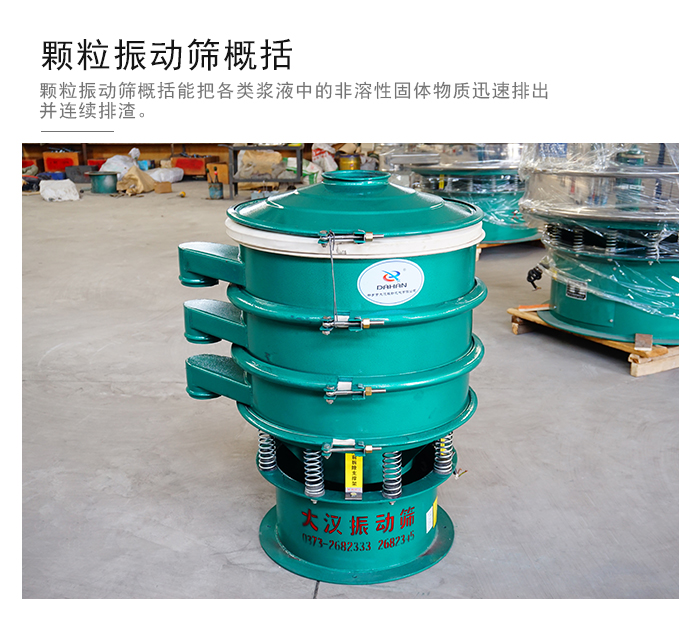 顆粒式振動篩是針對顆粒狀物料進行研發的，由于顆粒的形狀有很多的不同所以，廠家在清網裝置方面進行提升效率。
