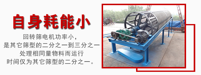 滾筒篩耗能小，使用壽命長，維修方便